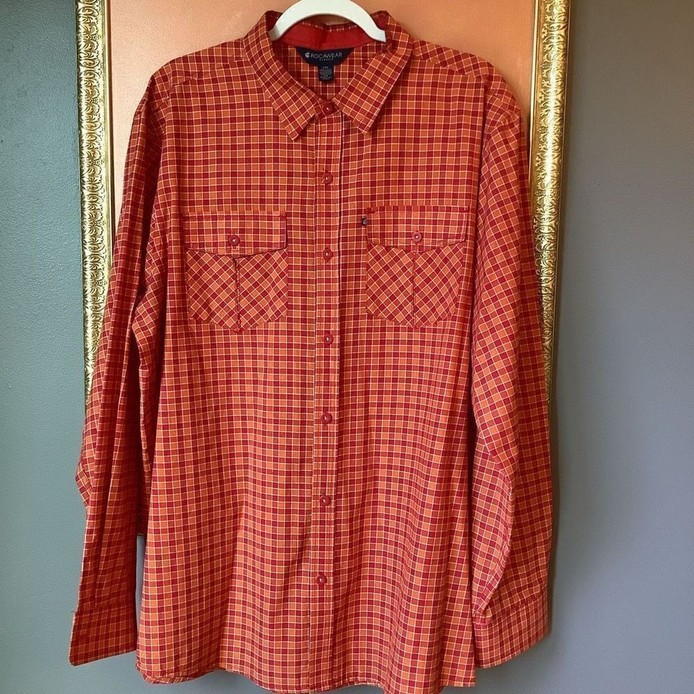 Rocawear Orange Checked Button Down‎